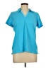 Basic Editions 100% Cotton Teal Short Sleeve Blouse Size L - photo 1