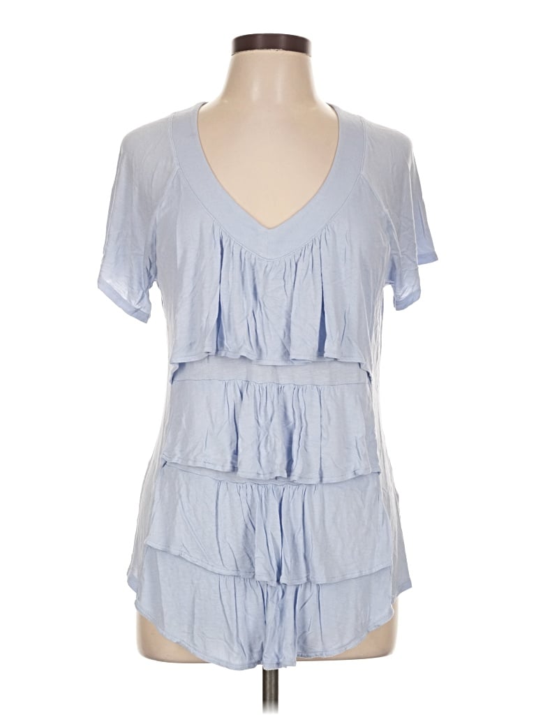 Pre-owned Ny & C Short Sleeve Blouse In Blue