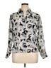 Apostrophe Print Silver Long Sleeve Blouse Size 16 - photo 1