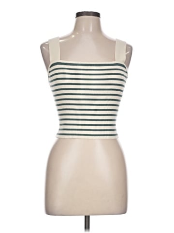 Madewell Dearing Square-Neck Crop Sweater Tank in Stripe (view 1)