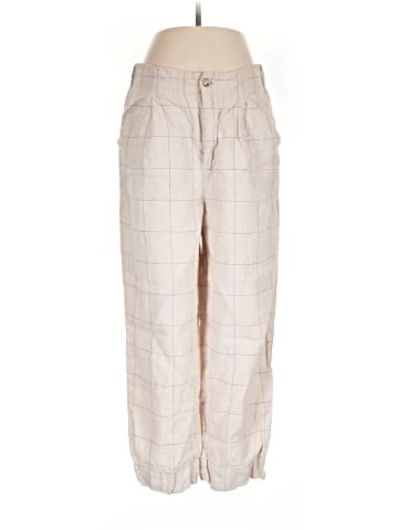 Madewell Linen Pleated Taper Wide-Leg Pants in Windowpane (view 1)