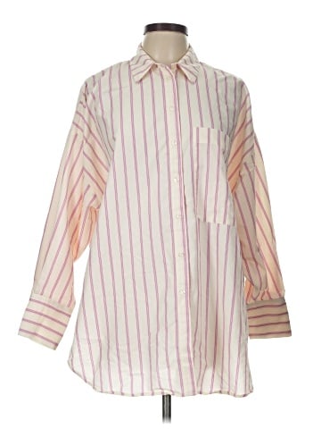 Zara 3/4 Sleeve Button-Down Shirt (view 1)