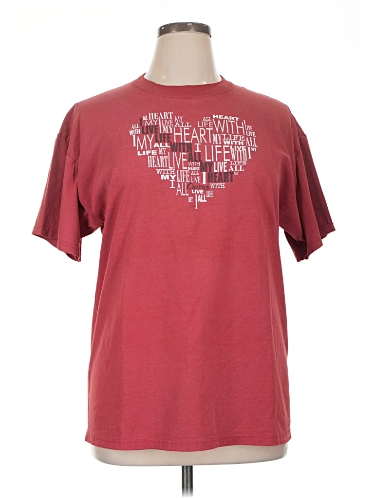 Pre-owned Jerzees Short Sleeve T-shirt In Burgundy