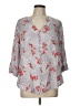 Torrid 100% Rayon Floral Gray 3/4 Sleeve Blouse Size Lg Plus (0) - photo 1