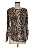 Bobeau Animal Print Brown Long Sleeve Top Size M - photo 1