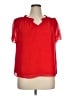 Talbots 100% Polyester Red Short Sleeve Blouse Size XL Petite - photo 1