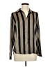 T Tahari 100% Polyester Stripes Brown Long Sleeve Blouse Size M - photo 1