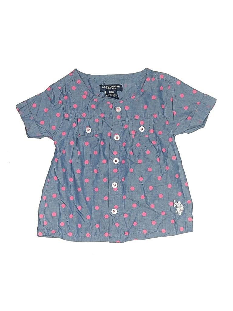 Pre-owned U.s. Polo Assn Babies' Short Sleeve Blouse In Blue