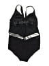 Adidas 100% Polyester Chevron-herringbone Black One Piece Swimsuit Size 14D - photo 2