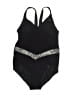 Adidas 100% Polyester Chevron-herringbone Black One Piece Swimsuit Size 14D - photo 1