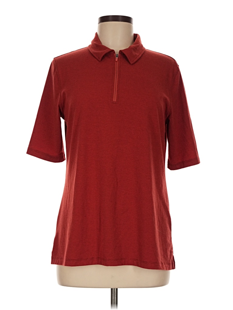 Pre-owned Lands' End Short Sleeve Polo Shirt In Burgundy