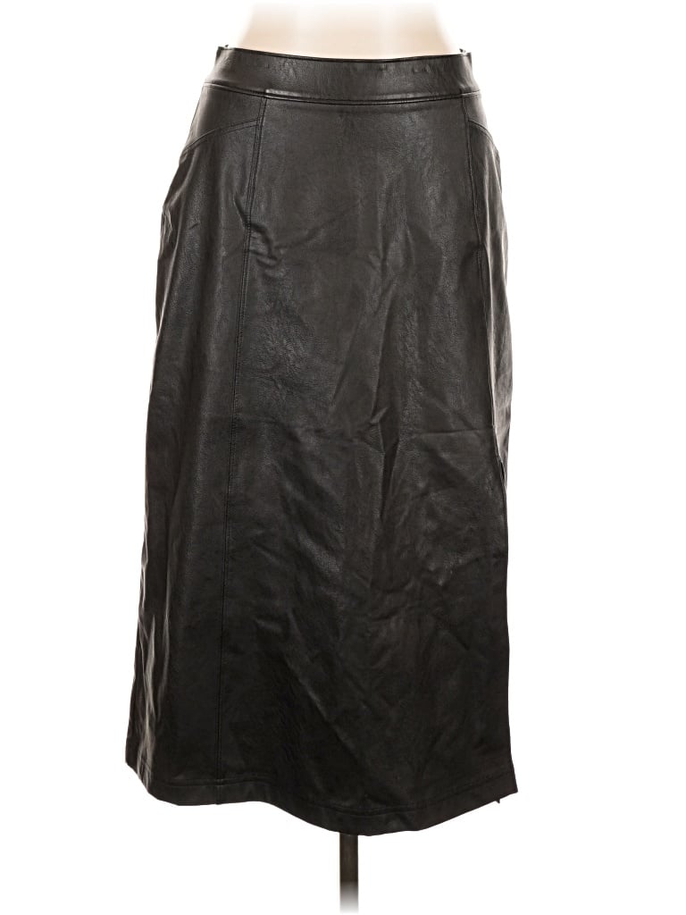 Pre-owned Spanx Faux Leather Skirt In Black