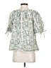 Max Studio 100% Cotton Green Short Sleeve Blouse Size S - photo 2