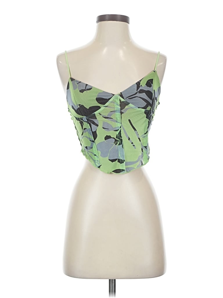 Pre-owned Tiger Mist Sleeveless Top Green Strapless Neckline Tops