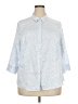 Apt. 9 Print Blue 3/4 Sleeve Button-Down Shirt Size 2X - photo 1