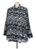 Universal Standard 100% Rayon Chevron-herringbone Blue Long Sleeve Blouse Size 24 (XL) - photo 1