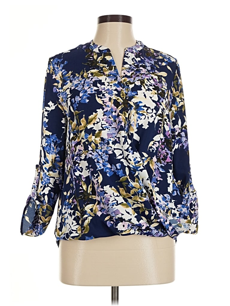Pre-owned Iman 3/4 Sleeve Blouse In Blue