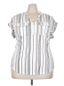 Cure Stripes White Short Sleeve Blouse Size 3X - photo 1