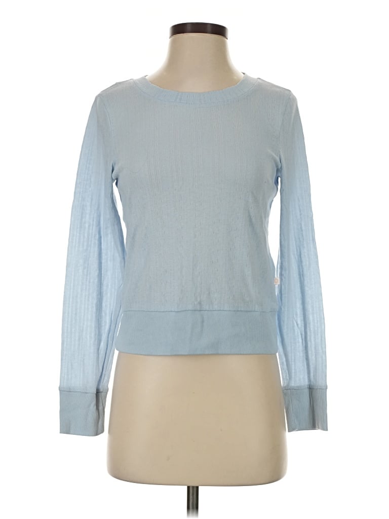 Pre-owned Only Long Sleeve Top Blue Crew Neck Tops