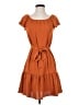 DKNY 100% Polyester Solid Orange Casual Dress Size 2 - photo 1