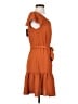 DKNY 100% Polyester Solid Orange Casual Dress Size 2 - photo 4