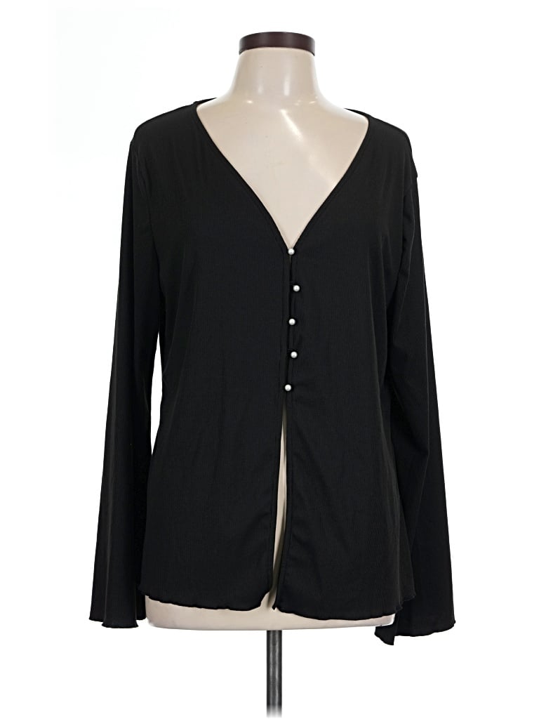 Pre-owned Shein Curve Long Sleeve Blouse In Black