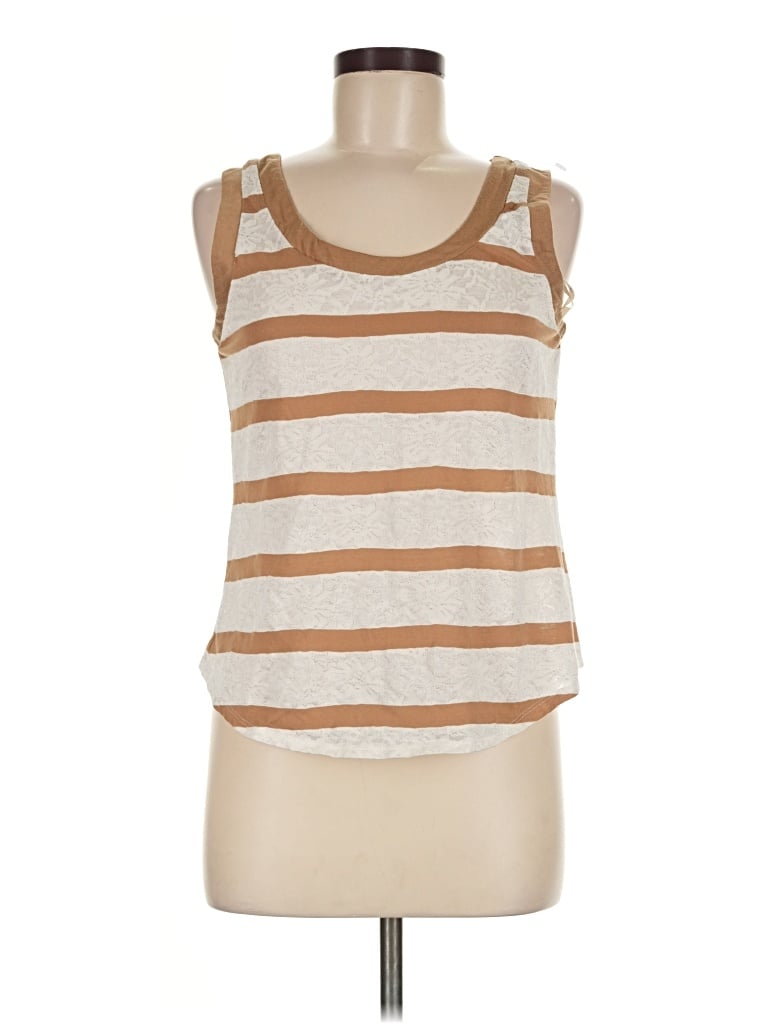 Pre-owned Mimi Chica Sleeveless Top Tan Scoop Neck Tops