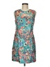 Alex Evenings 100% Polyester Print Teal Cocktail Dress Size 8 Petite - photo 1