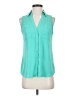 Express Teal Sleeveless Button-Down Shirt Size S - photo 1
