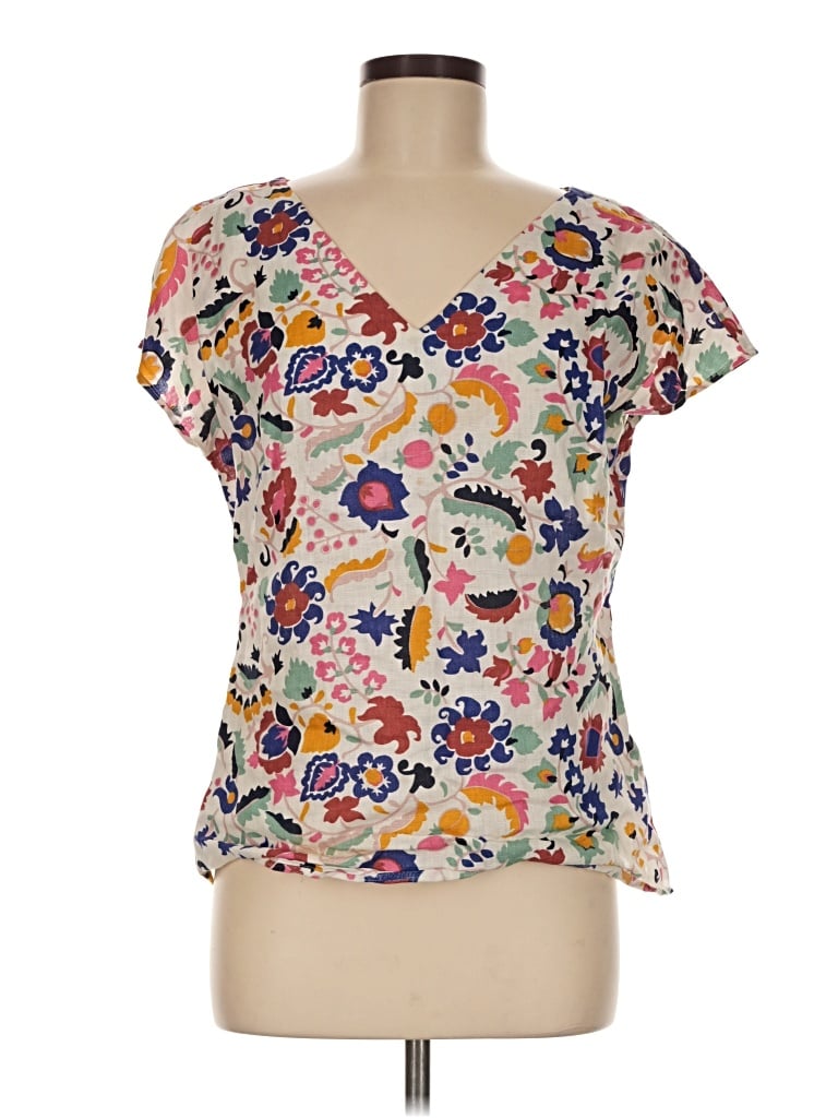 Pre-owned Boden Short Sleeve Blouse In Ivory