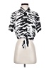 ALLSAINTS Animal Print Silver Short Sleeve Blouse Size S - photo 1