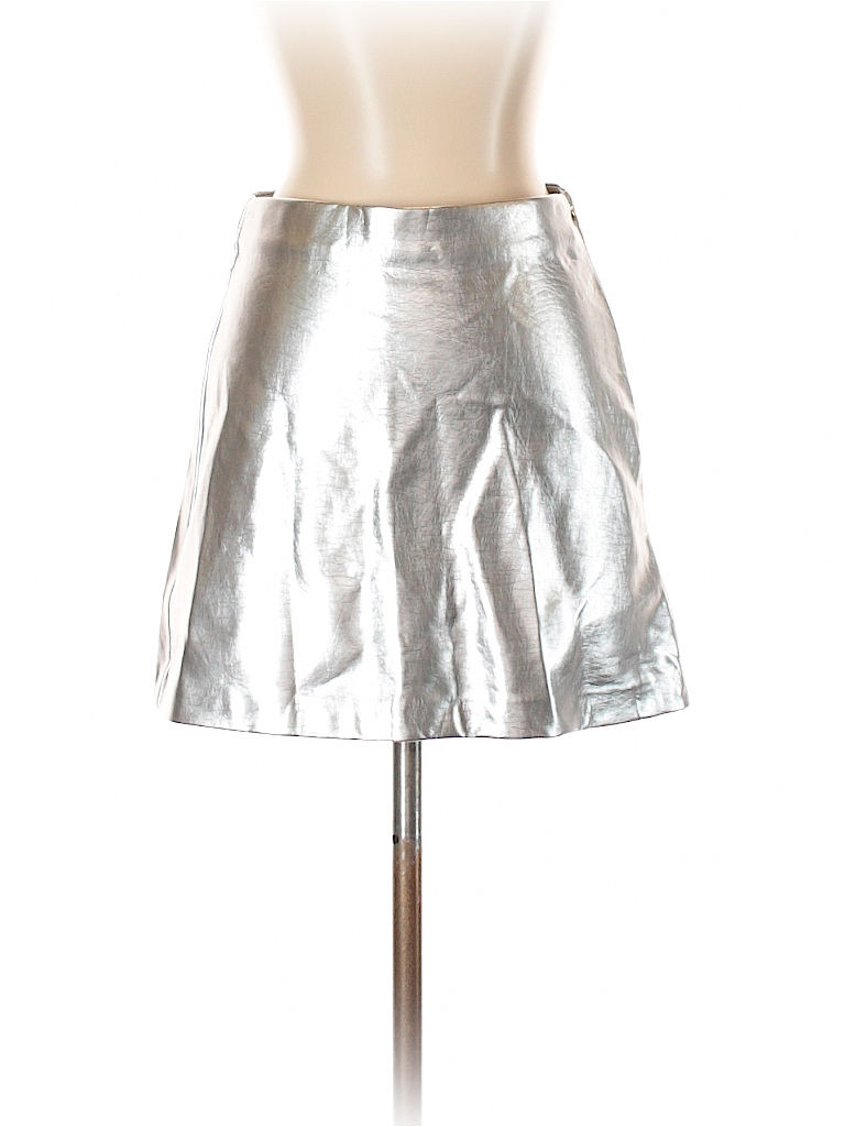 silver skirt zara