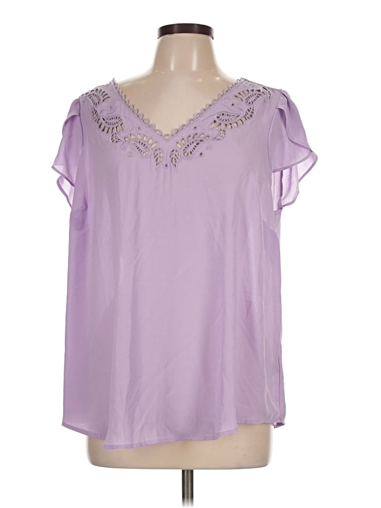 Torrid Short Sleeve Blouse In Purple