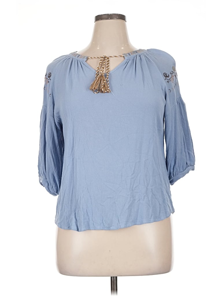 Pre-owned Assorted Brands 3/4 Sleeve Blouse In Blue
