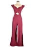 Especia Solid Burgundy Jumpsuit Size L - photo 1
