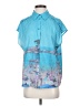 Parfois Print Blue Short Sleeve Blouse Size XS - photo 1