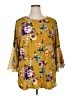 MULTIPLES 100% Polyester Gold 3/4 Sleeve Blouse Size 1X - photo 1