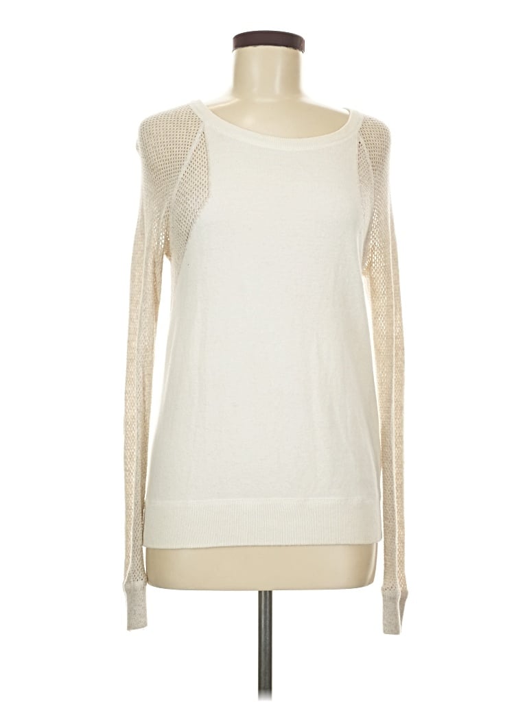 Pre-owned Halogen Long Sleeve Top Ivory Boatneck Tops