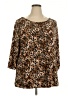 Emily Daniels Animal Print Brown 3/4 Sleeve Top Size 2X - photo 1