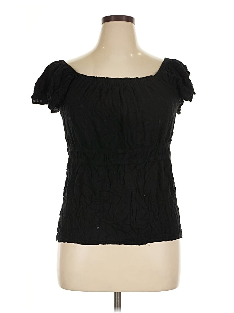 Pre-owned Maurices Short Sleeve Top Black Sweetheart Neckline Tops