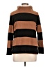 Talbots 100% Polyester Stripes Brown Turtleneck Sweater Size L (petite) - photo 1