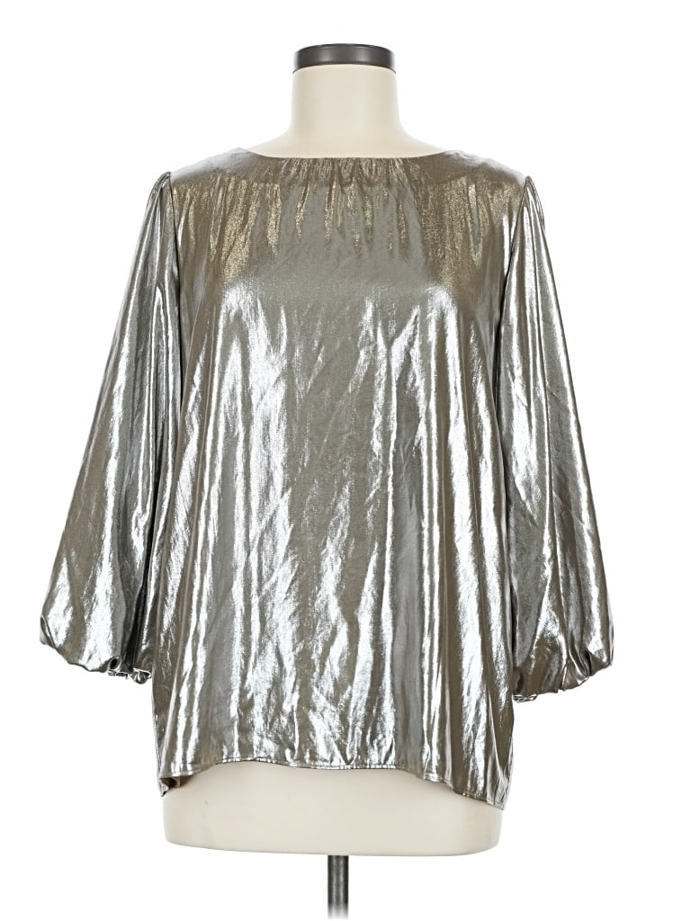 Ann Taylor 3/4 Sleeve Blouse In Silver
