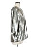 Ann Taylor 100% Polyester Metallic Silver 3/4 Sleeve Blouse Size M - photo 4