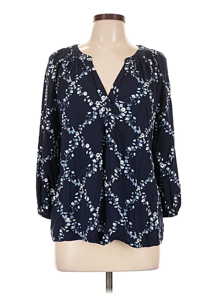 Pre-owned Crown & Ivy 3/4 Sleeve Blouse In Blue