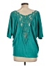 Express 100% Cotton Teal 3/4 Sleeve Blouse Size L - photo 2