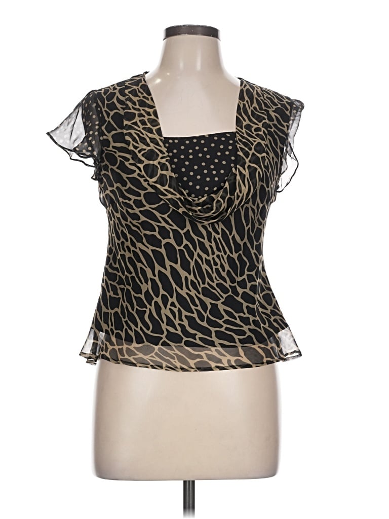 Pre-owned Signature By Robbie Bee Sleeveless Silk Top Black Cowl Neck Tops