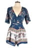 THREE PINK HEARTS Paisley Blue Romper Size M - photo 1