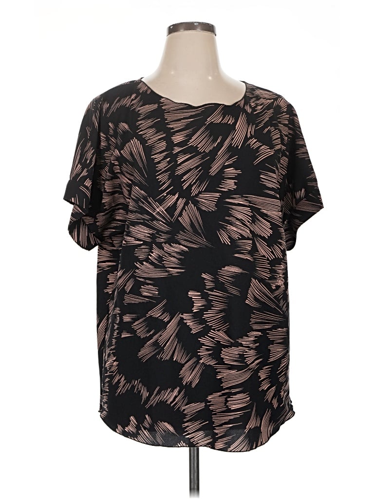 Pre-owned Cabi Short Sleeve Top Brown Scoop Neck Tops