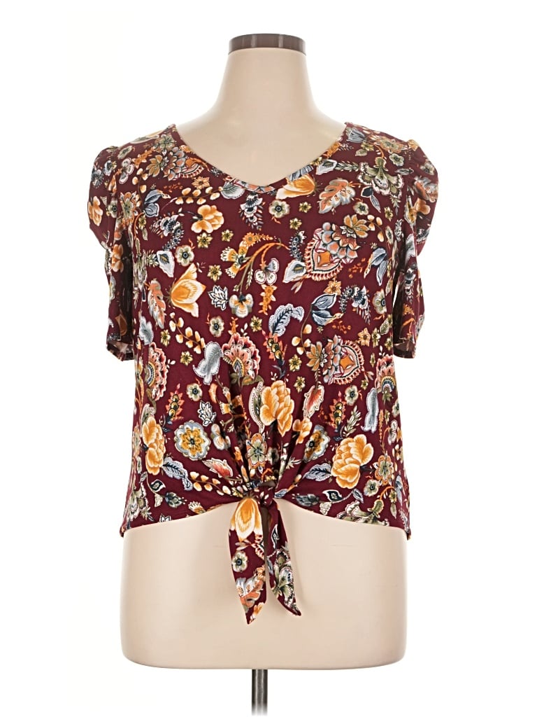 Pre-owned Iz Byer Short Sleeve T-shirt In Burgundy