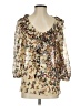 Ted Baker London 100% Polyester Graphic Floral Animal Print Gold 3/4 Sleeve Blouse Size 4 (1) - photo 1